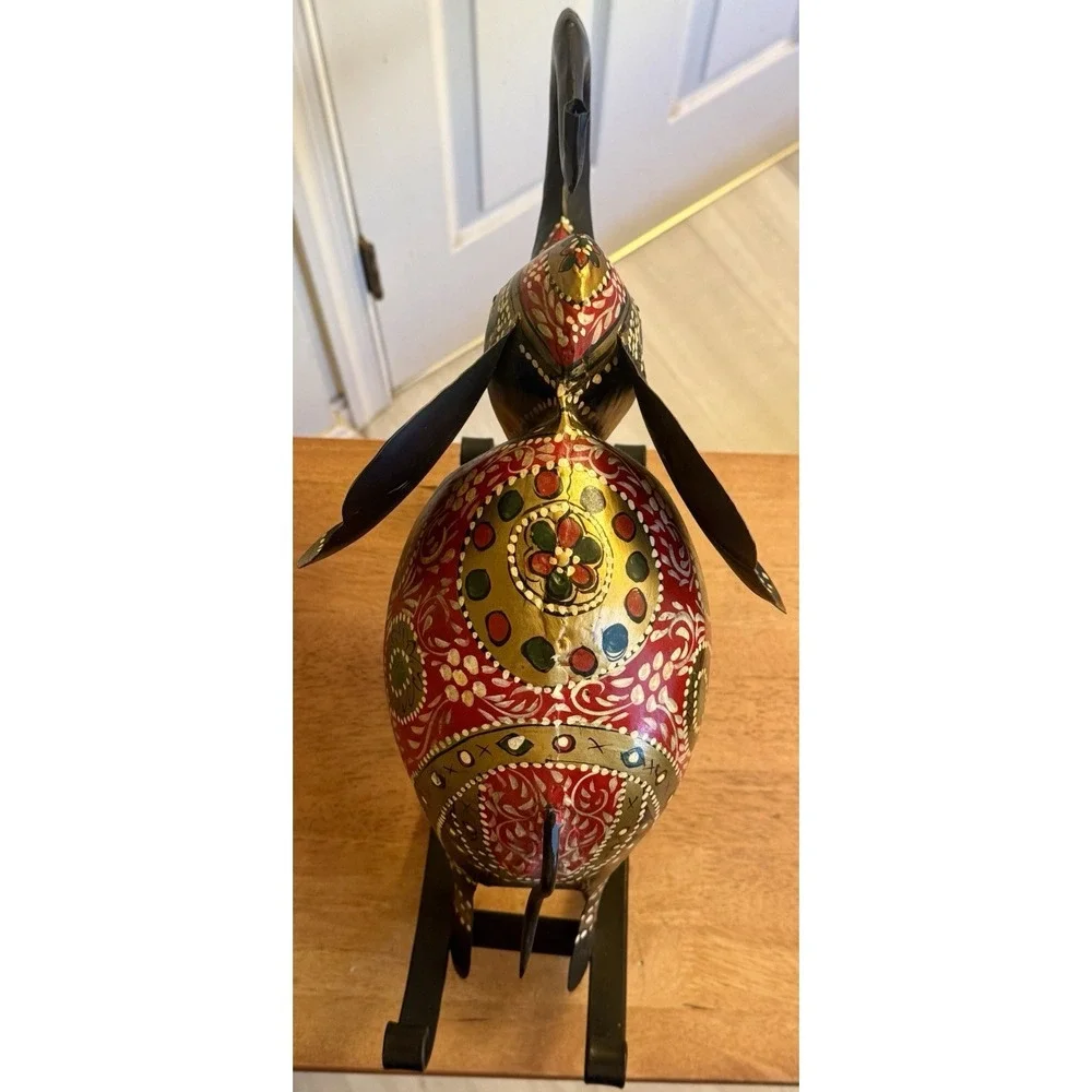 Vintage Metal Rocking Elephant Decor Hand Painted ‎ 18